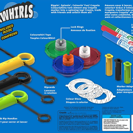 CRAYOLA Colourwhirls (3 Pack) - Rip 'Em & Spin 'Em! | Includes 3 Colourwhirls Toys & 3 Markers | Rippin' Spinnin Colouring Fun for Ages 6+