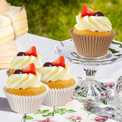 Caperci Jumbo Cupcake Liners White Muffin Baking Cups 300-Count, No Smell, Food Grade, Upgraded Grease-Proof Paper (White)