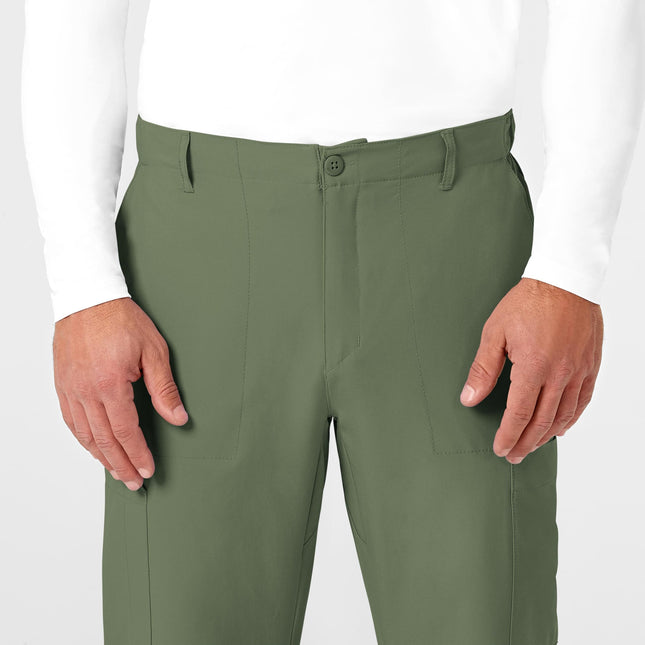 WonderWink 5355SXOLIV2XS W123 Pantalón Cargo de Hombre con Bolsillos Frontales Planos, Oliva, Talla 2XS Extendido Corto