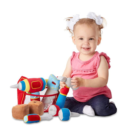 Juguete Melissa & Doug "Caja de herramientas de vaciar y llenar" para niños pequeños con taladro vibratorio (9 piezas)