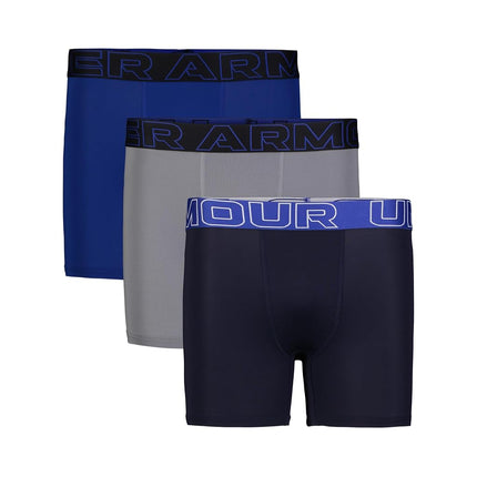 Bóxers Performance grandes Under Armour para niños, ajuste elástico ligero y suave, paquete de tres en varios tonos de azul marino, talla mediana