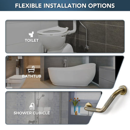 Grab Bars for Bathtubs and Showers- 1-1/4 x 16 Angled Shower Grab Bar for Seniors Knurled Stainless Steel Handicap Grab Bars for Wall (Antique Bronze, 1 Pack)