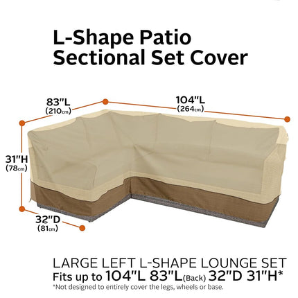 Classic Accessories Veranda Garden L-Shaped Sectional Sofa Coverr, Pebble/Bark/Earth (210cm, Left Facing)