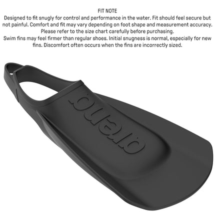 Arena Unisex Adult Comfortable Lightweight Swim Training Fins for Men and Women Silicone Short Blade Flippers Open Heel Design, Black, 6-7