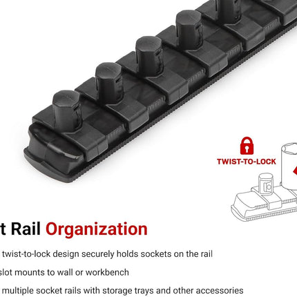 TEKTON 3/8 Inch Drive 12-Point Socket Set with Rails, 30-Piece (1/4-1 in.) | SHD91210