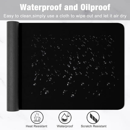 Hsurbtra Desk Pad, 48" x 17" PU Leather Desk Mat, XXXL Extended Mouse Pad, Waterproof Desktop Blotter Protector, Non-Slip Ultra Thin Large Laptop Keyboard Writing Mat for Office Home, Black