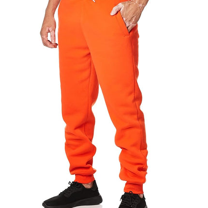 Southpole Men's 1570 Basic Active Fleece Jogger Sweatpants, Orange, Large