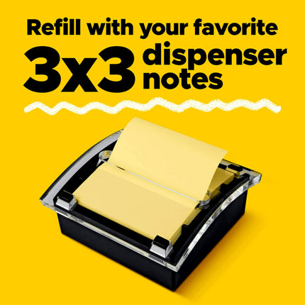 Dispensador Post-it para notas de 76 x 76 mm, dispensador negro, 50 hojas