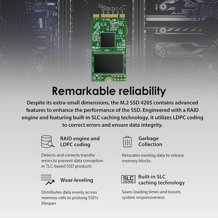 Transcend MTS420S 120GB M.2 2242 SATA III 6Gb/s SSD, Read/Write up to 500/350 mb/s with 3D NAND Flash TS120GMTS420S