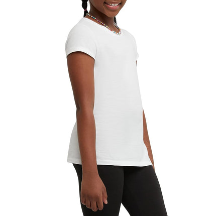 T-shirts en coton Hanes pour filles, t-shirts essentiels pour filles, t-shirts en coton pour filles, lot de 2, blanc, grande taille