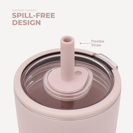 HydroJug Everyday Tumbler 14 oz, Ceramic-Lined Straw Cup, Dusty Rose