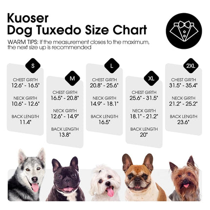 Kuoser Dog Tuxedo, Dog Suit and Bandana Set, Dogs Costume with D-Ring