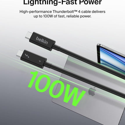 Belkin Active Thunderbolt 4 USB-C Cable, USB Type C Connection with 100W Power Delivery PD Enabled, USB 4 Compliant and Compatible with TB3 Compatible with MacBook Pro, iPhone 15 Pro, more, 2m