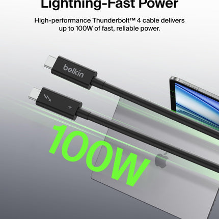 Belkin Active Thunderbolt 4 USB-C Cable, USB Type C Connection with 100W Power Delivery PD Enabled, USB 4 Compliant and Compatible with TB3 Compatible with MacBook Pro, iPhone 15 Pro, more, 2m