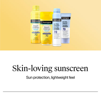 Neutrogena Beach Defense protector solar en barra con amplio espectro SPF 50+, protector solar ligero resistente al agua con fórmula sin aceite y sin PABA, 42 g