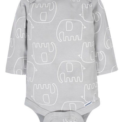 Gerber Unisex Bebé Paquete de 6 Bodis de Manga Larga, Animales Verde, 12 Meses