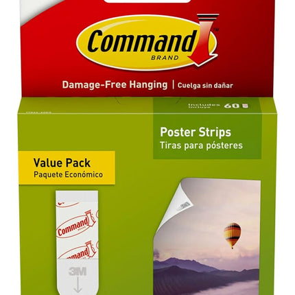 Command Poster Hanging Strips Value Pack, Small, White, 60-Pairs (17024-60ES)