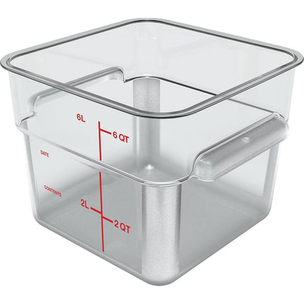 Carlisle FoodService Products Contenedor cuadrado para almacenamiento de alimentos con diseño apilable para catering, bufés, restaurantes, policarbonato (Pc), 5,68 litros, transparente, (Paquete de 6)