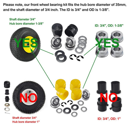 9040H Front Wheel Bushing to Bearing Conversion Kit Compatible with Craftsman, Poulan, Husqvarna, Jonsered, Murray Lawn Mower Fits 532009040, 532124959, 91334, 491334MA, 5920H, 9040HR, 9040N