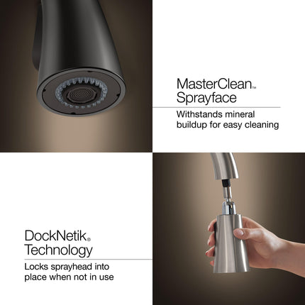 Grifo de cocina semi-profesional extraíble Kohler K-77515-cp Tournant, cromo pulido