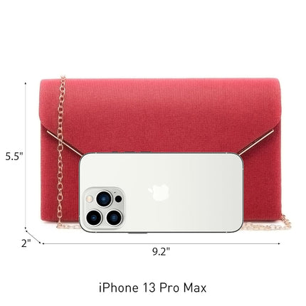 Dasein Women Glistening Clutches Handbags Evening Bags Wedding Purses Cocktail Prom Party Clutches, Red, Medium