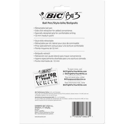 Bic Corporation BU3P18-BLK 18 Count Black BU3 Retractable Ball Point Pens - Pack of 4
