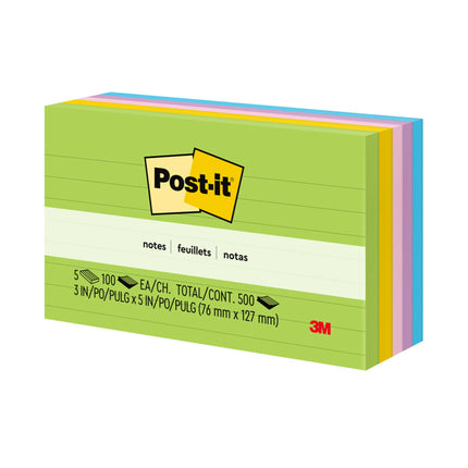 Post-it, 76x127 mm, 5 Blocs, Les Notes Adhésives Préférées des Américains, Collection Fantaisie Florale, Couleurs Vives, Se Décollent Proprement, Recyclables (635-5AU)