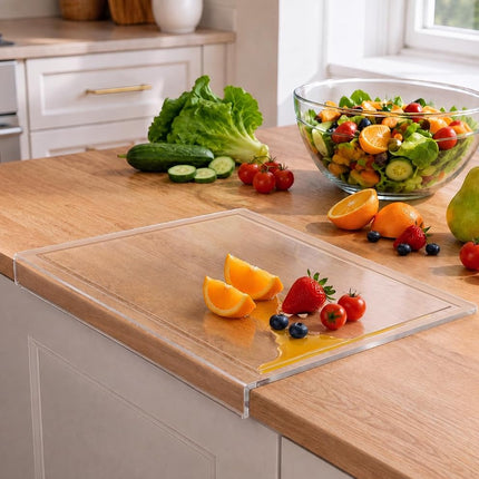 Acrylic Cutting Board with Juice Groove, Non Slip 