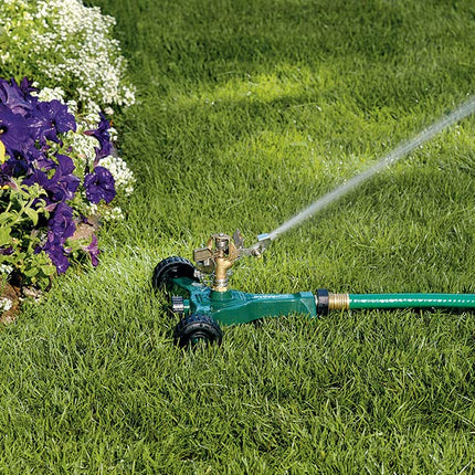 Orbit 56186N Brass Impact Sprinkler on Wheeled Base, Green