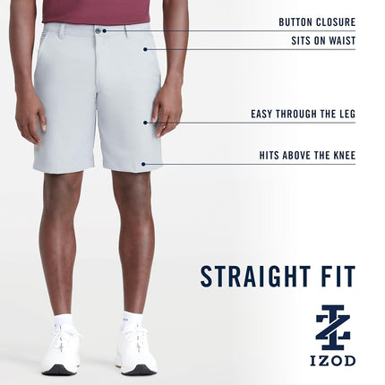 IZOD Men’s 9.5" Micro Poly Classic Fit Golf Short, Stonedust, 42