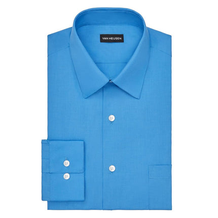 Van Heusen Men's Dress Shirt Fitted Poplin Solid, Pacifico, 17" Neck 32"-33" Sleeve