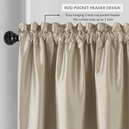 Elrene Home Fashions Colette Faux-Silk Blackout Window Curtain, 52 in x 95 in (1 Panel), Ivory