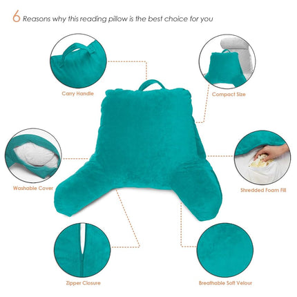 Clara Clark for Kids Teens & Adults Shredded Memory Foam TV Pillow, Teal Blue, Premium Medium