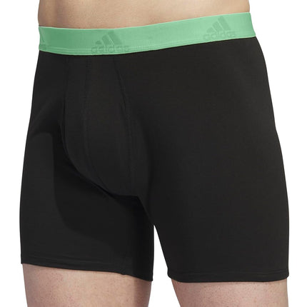 Adidas Boxer Performance Performance Stretch Cotton Brief Underwear (3-Pack) Designed for active, everyday comfort, Black/Semi-gloss Green/Worn Fig Purple, CH, Black/Semi-Gloss Green/Distressed Fig
