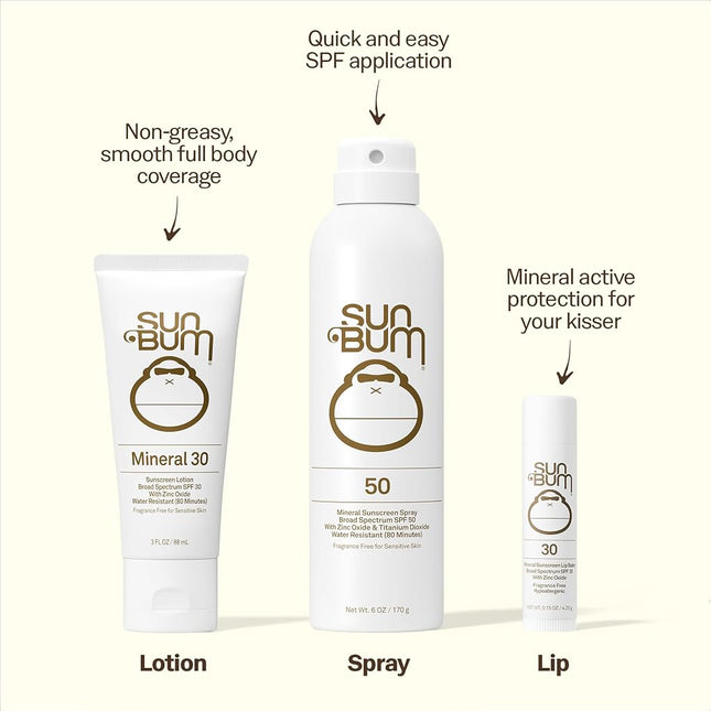 Sun Bum Mineral SPF 50 Sunscreen Body Lotion| Broad Spectrum Moisturizing Facial Sunblock with Vitamin E | Vegan and Hawaii 104 Act Compliant (Octinoxate & Oxybenzone Free) | Travel Friendly 3 oz