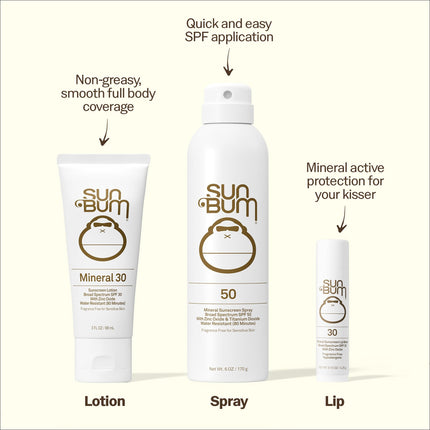 Loción corporal mineral Sun Bum con FPS 50 | Protector solar facial hidratante de amplio espectro con vitamina E | Vegano y cumple con la Ley 104 de Hawái (sin octinoxato ni oxibenzona) | Tamaño de viaje de 3 oz