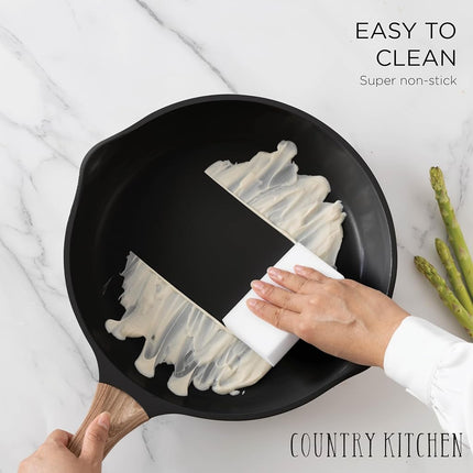 Country Kitchen Pots and Pans Set Nonstick, Cast Aluminum Kitchen Cookware Set with Utensils, 14 Pcs Non Stick Cooking Set w/Frying Pans & Saucepans, Sage
