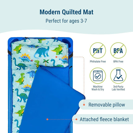Wildkin Quilted Kids Nap Mat – Soft Microfiber with Pillow & Elastic Straps for School & Travel - Heroes