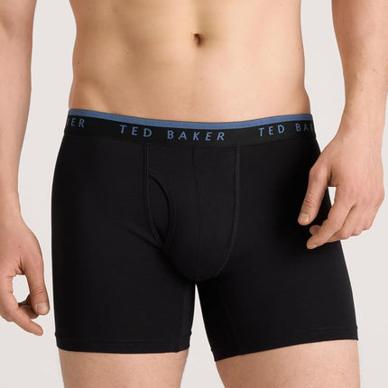 Ted Baker Men's Standard 4 Pack Cotton Stretch Boxer Briefs, Black Beauty
