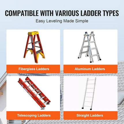 VEVOR Ladder Levler, 380lbs Load PP Ladder Leveling Tool, Pitch Hopper, Stair Ladder Stabilizer with Storage, Easy to Use Stable Platform for All Surfaces,Extension Ladder Accessory for Uneven Ground
