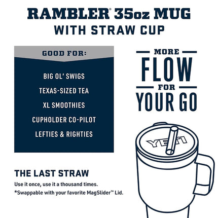 YETI Rambler 35 oz Tumbler with Handle and Straw Lid, Travel Mug Water Tumbler, Vacuum Insulated Cup with Handle, Stainless Steel, Lowcountry Peach