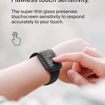 Belkin TemperedCurve Apple Watch Series 8 Screen Protector with Edge-to-Edge Coverage & Protective Bumper - Tempered Glass Screen Protector, Apple Watch Accessories - Black