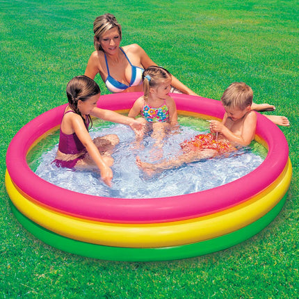 INTEX 57412NP - Sunset Glow Pool, 3-Ring, W/Infl. Floor, Ages 2+, Size 1.14mx25cm