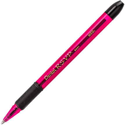 Pentel Pink BCA R.S.V.P. Razzle-Dazzle, 1.0mm, Medium Line, Black Ink, (BK91RDBP5P) by Pentel