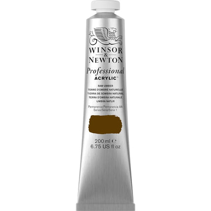 Winsor & Newton 200ml Professional Acrylic Colour Tube - Raw Umber