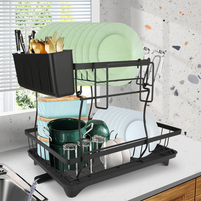 Dish Drying Rack,16.5 * 11.3 * 14.4'' 2 Tier Over 