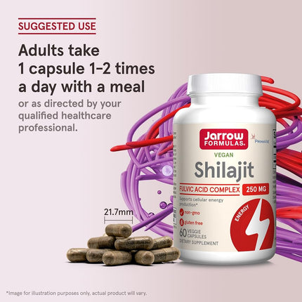 Jarrow Formulas Shilajit Fulvic Acid Complex 250 Mg, Supports Energy Production, 60 Veggie Caps