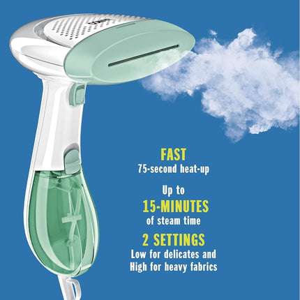 Conair Handheld Garment Steamer for Clothes, ExtremeSteam 1200W, Portable Handheld Design, White/Light Green, 14.478 cms (L) x 19.812 cms (W) x 32.766 cms (H)