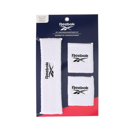 Juego de 3 Bandas Deportivas Unisex - Cinta para la Cabeza de 5.7 cm y Muñequeras de 8.25 cm con Tecnología Stay Dry, Tejido de Rizo que Absorbe la Humedad | Accesorios de Fitness de Calidad para un Confort Activo - Reebok