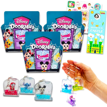 Disney Doorables Tsunameez Blind Bag Keychains Bundle - 3 Pack Tsunameez Disney Doorables Keychains Mystery Bag Collection with Bonus Stickers | Series 1, Multicolor, Disney Figural Keychain
